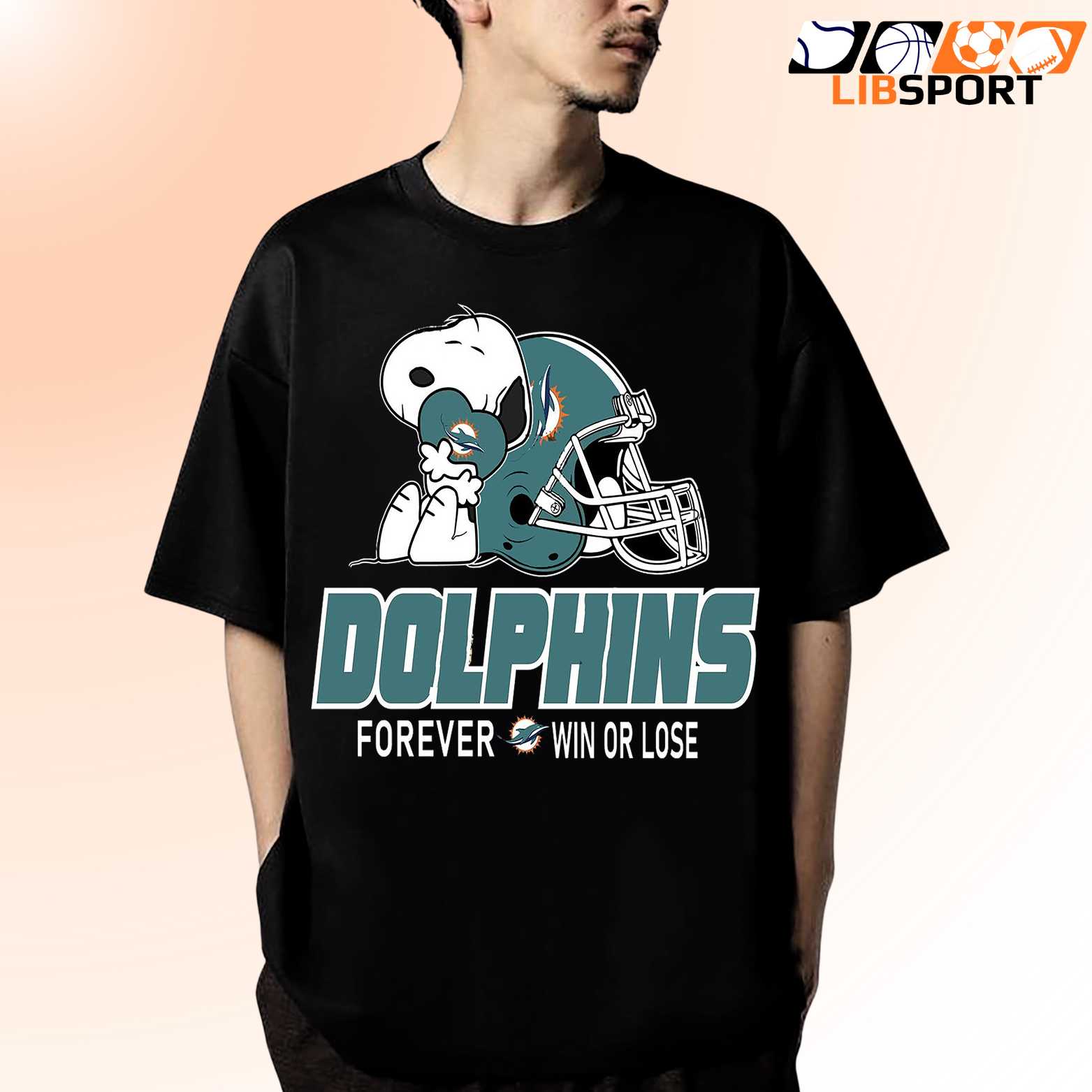 Miami Dolphins Snoopy T-Shirt, Nfl Cartoon Tee, Unisex T-Shirt